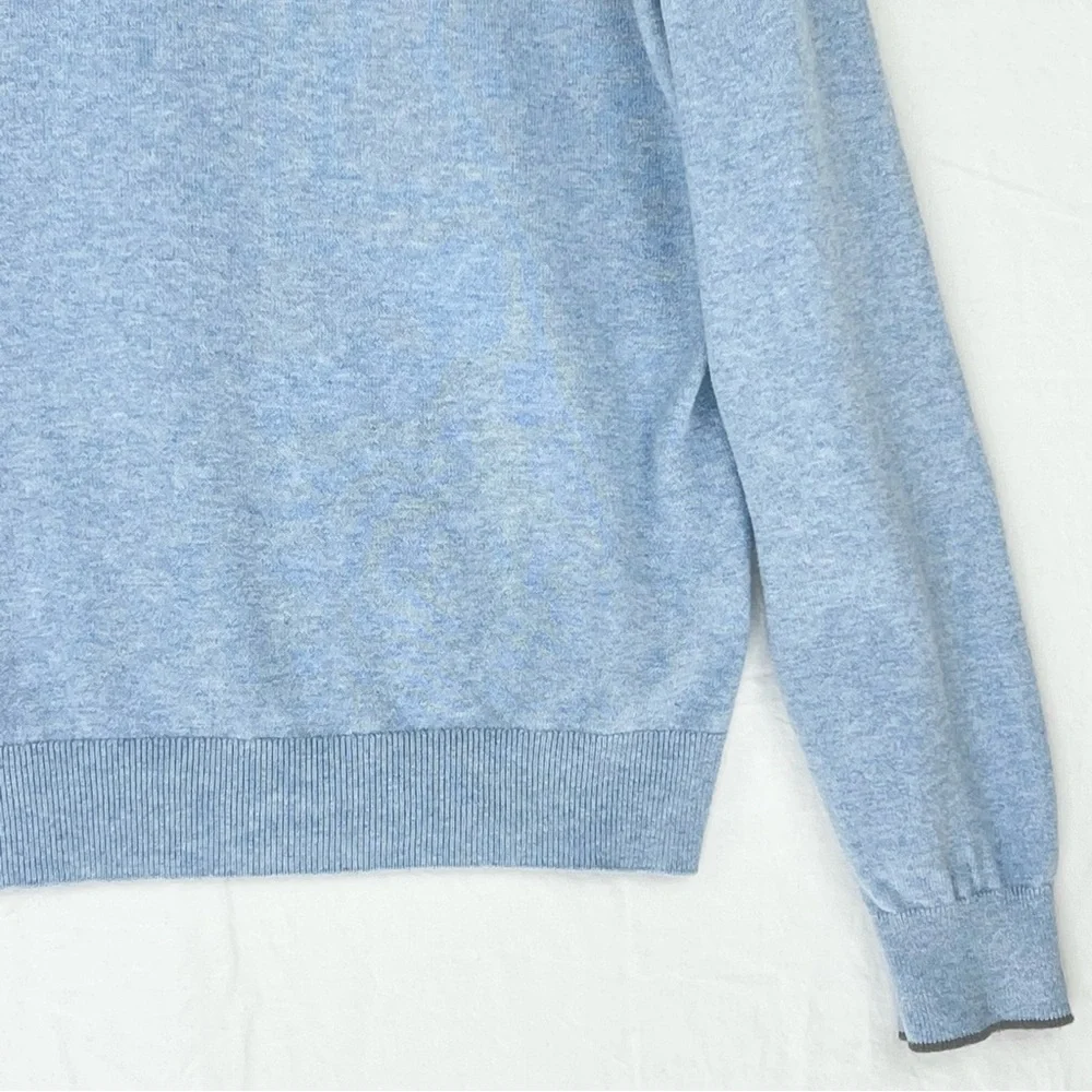 Collars & Co Blue Luxury Touch Cotton and Cashmere V-Neck Sweater Sz XL Pullover